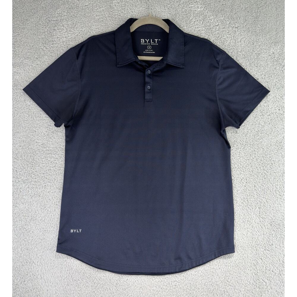 BYLT Premium Basics Men's Blue Navy Short Sleeve Polo Shirt Size M